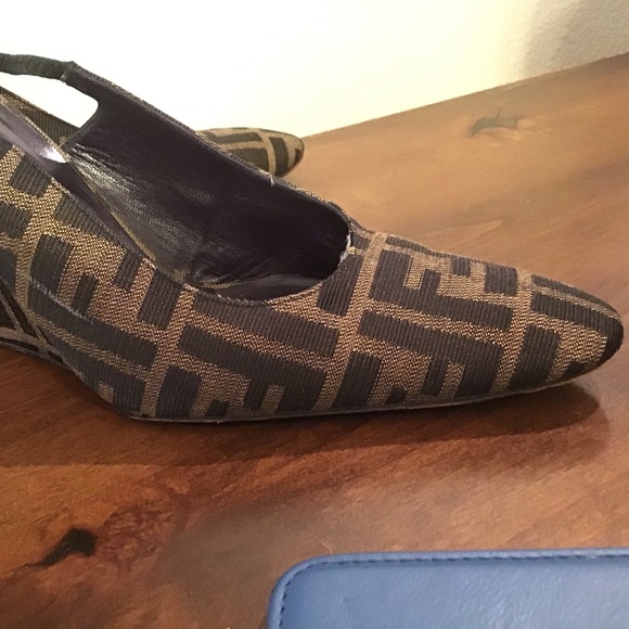 Authentic Fendi Canvas Wedge Slingback Heels - Picture 10 of 10